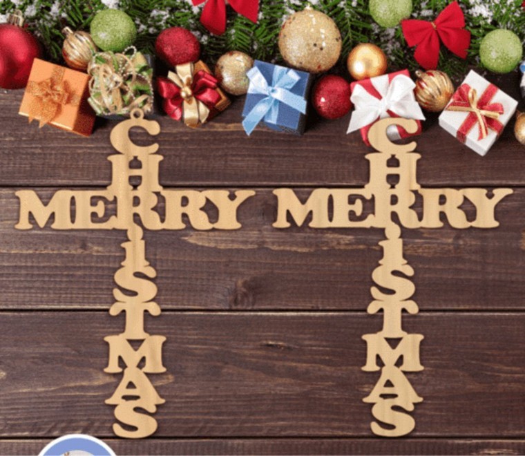 Dřevěný vánoční kříž - Merry Christmas Cross - Kliknutím na obrázek zavřete